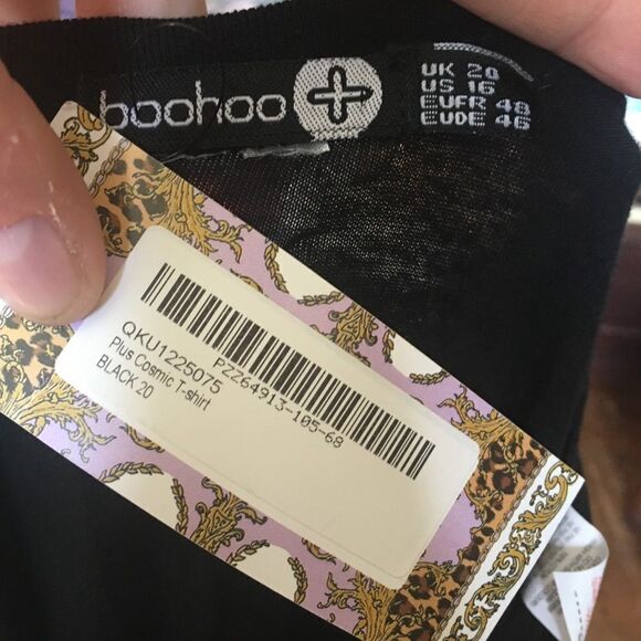 Boohoo Cosmic galaxy stars US16 new black tee - Picture 4 of 5